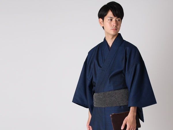男の着物ウール正月初詣に