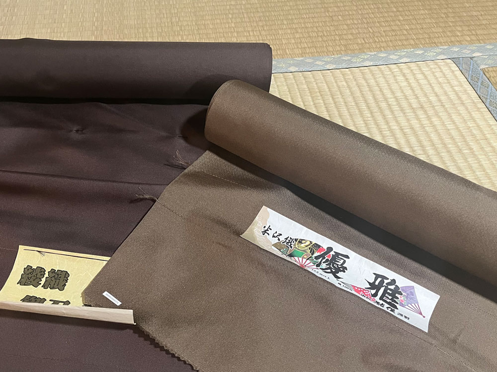 正絹お召の反物男性用着物