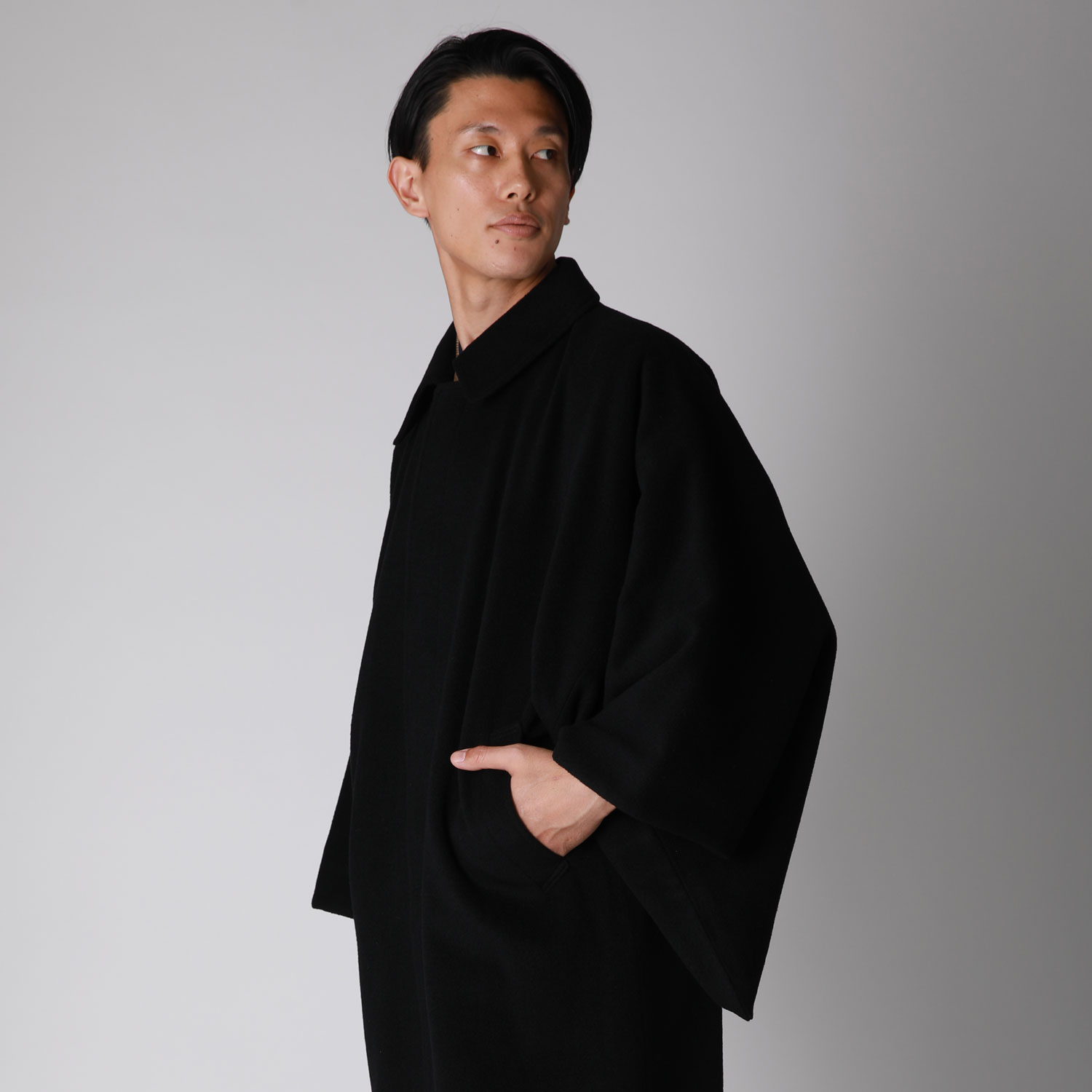 コート メンズ 角袖 着物コート カシミア混 黒 (7259) | 男着物の加藤商店《公式》|男性着物専門店