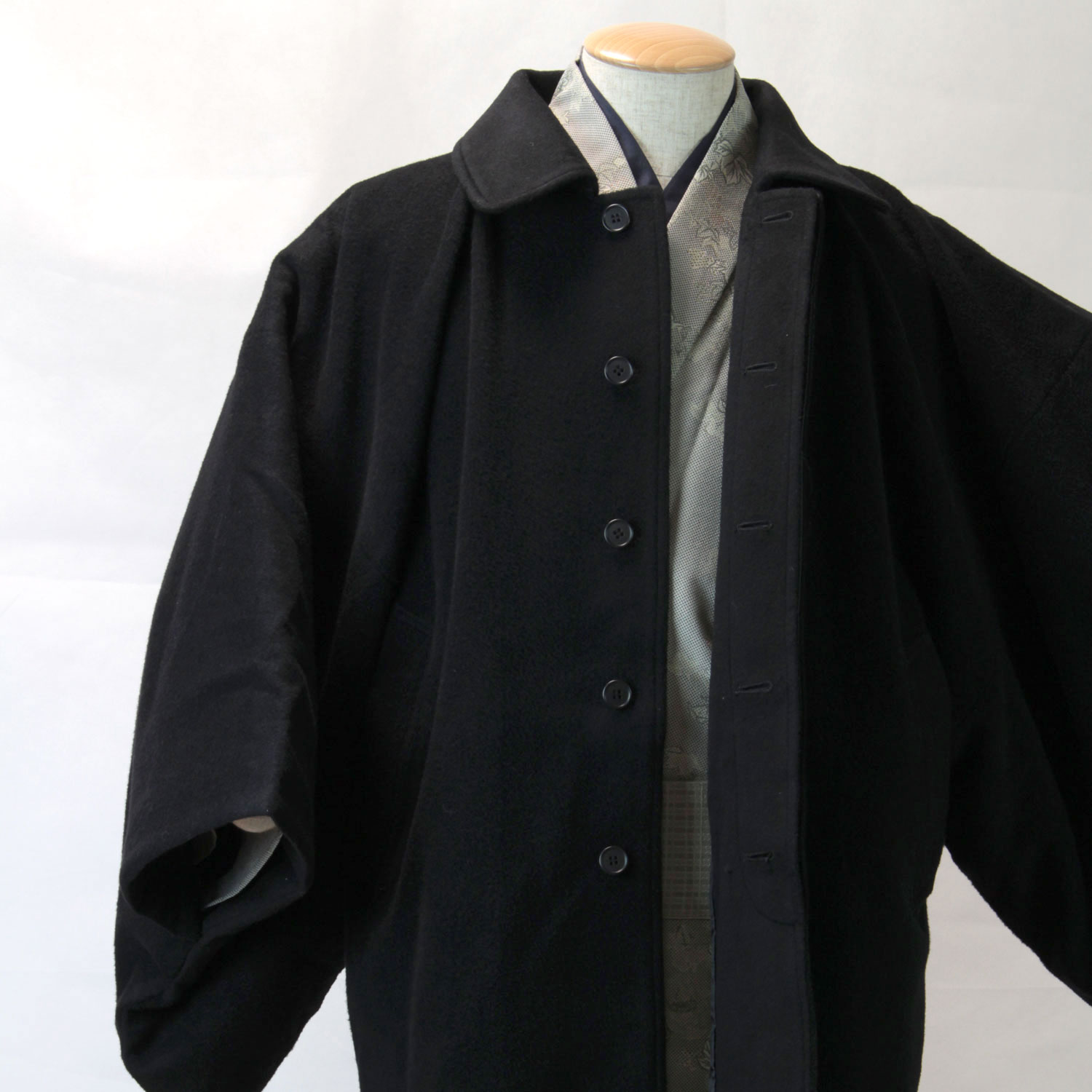 コート メンズ 角袖 着物コート カシミア混 黒 (7259) | 男着物の加藤商店《公式》|男性着物専門店