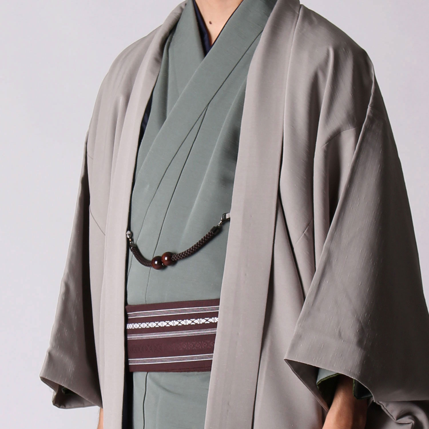 着物 長羽織 裏勝り 和服 着物 茶✕茶 ブラウン メンズ