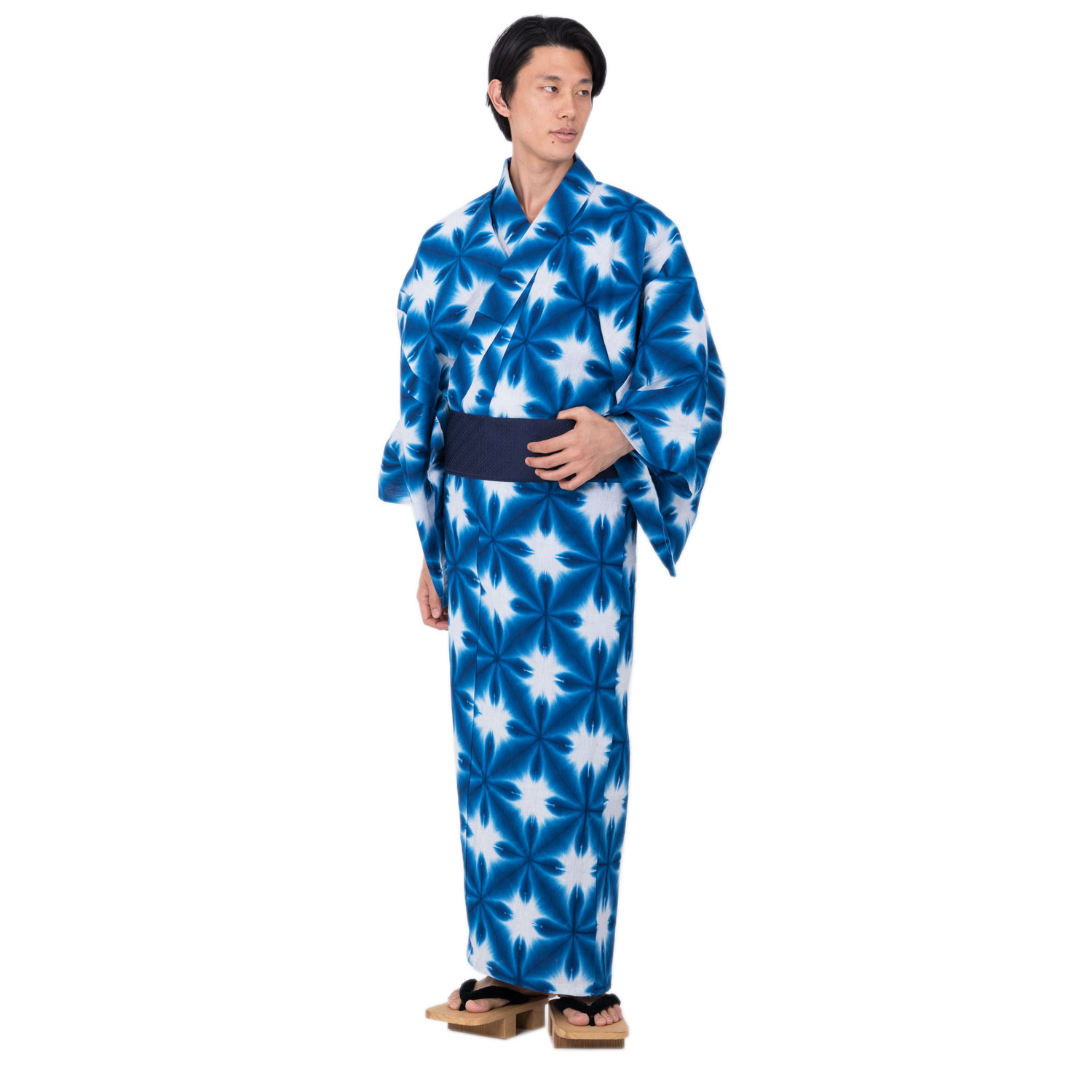 メンズ浴衣 雪花絞り 備長炭入り綿麻 濃紺 単品 7060 180cm前後対応のllサイズ 男着物の加藤商店 公式 男性着物専門店
